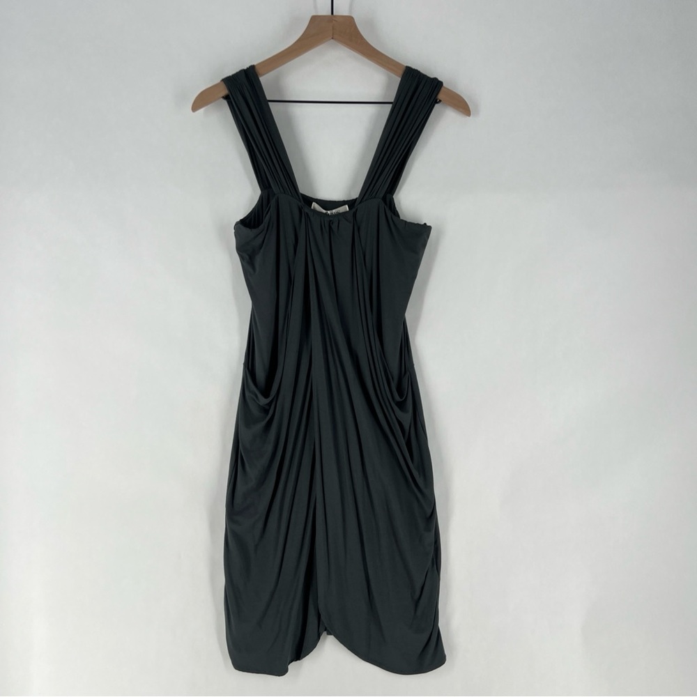 fLuXuS Charcoal Gray Stretch Knit‎ Crossover Layered Sleeveless Mini Dress